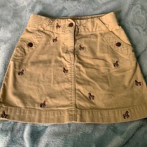 Brown corduroy crewcuts skirt with embroidered horses